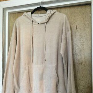 St. John's Bay velour hoodie super soft beige in color size XL front pocket